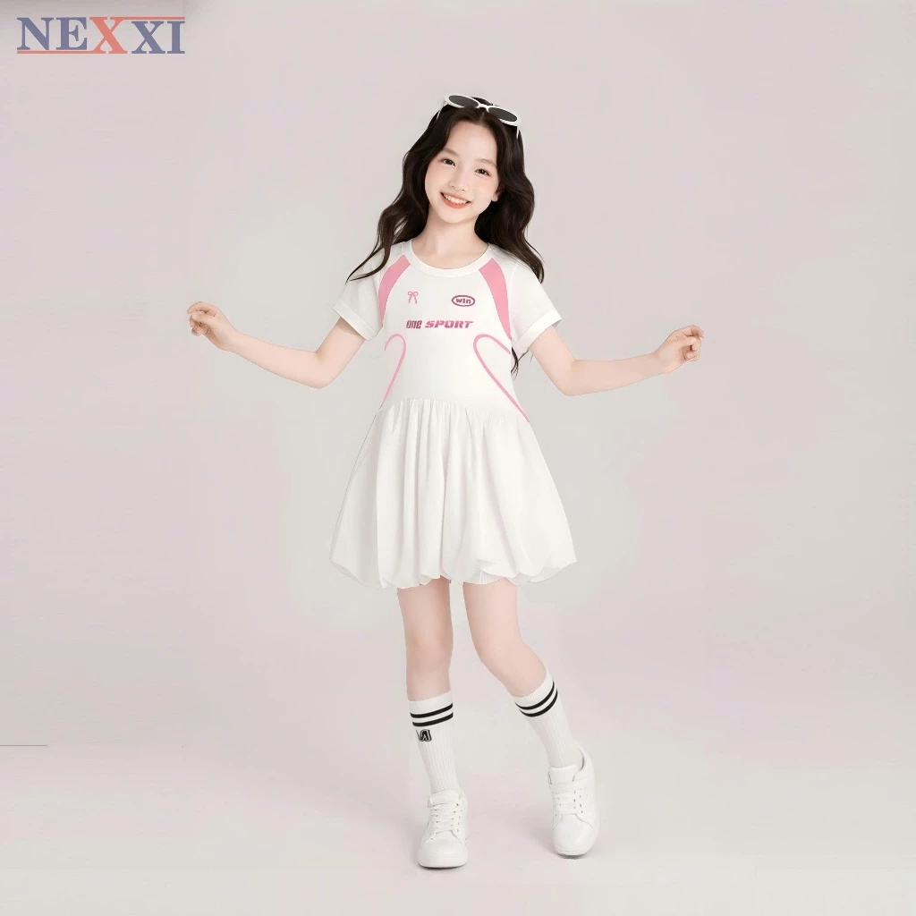 Đầm Váy Thun Mùa Hè Bé Gái NEXXI Dáng Bí Thể Thao Chất Cotton Mát Cho Bé 12 – 55kg