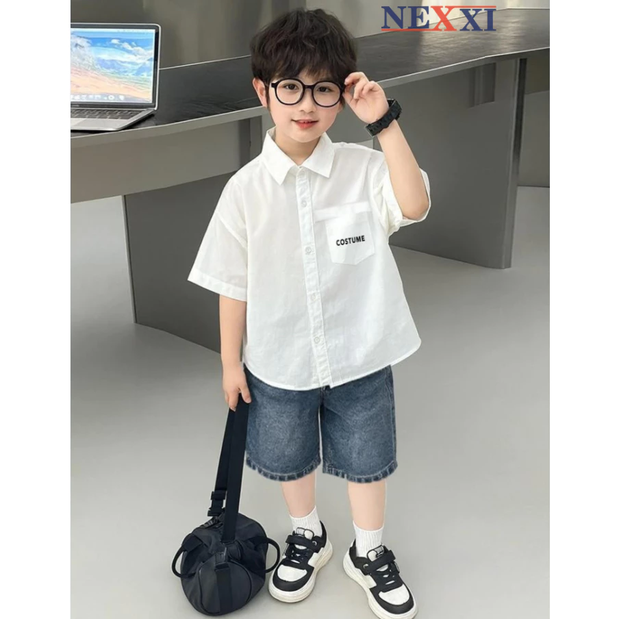 2512.4Sơ mi ngắn tay bé trai in costume