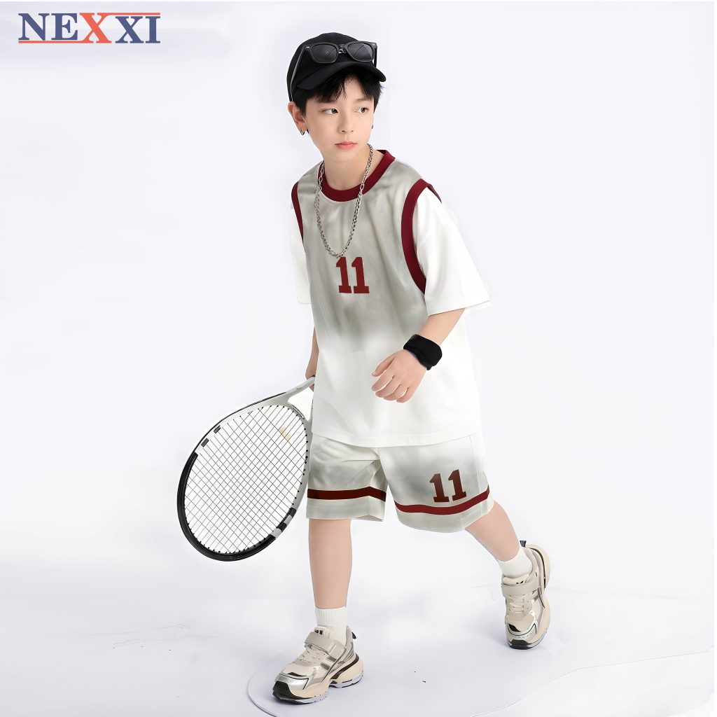 Bộ Thể Thao Bé Trai Số 11 Loang màu – Set Thun Lửng Form Rộng Sporty Mùa Hè NEXXI
