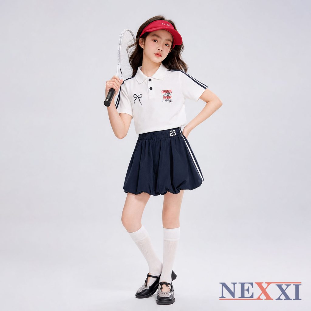 2608.8Sét váy bí sọc áo cổ bẻ nơ 23