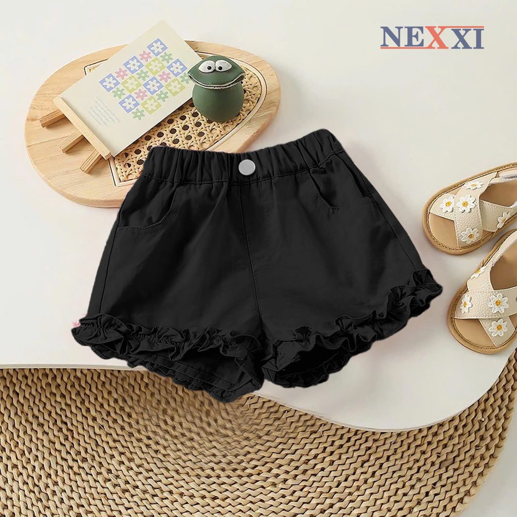 Quần Sọt Kaki Bé Gái NEXXI – Lưng Thun Co Dãn, Viền Bèo Lai Siêu Xinh, Dễ Mix Đồ