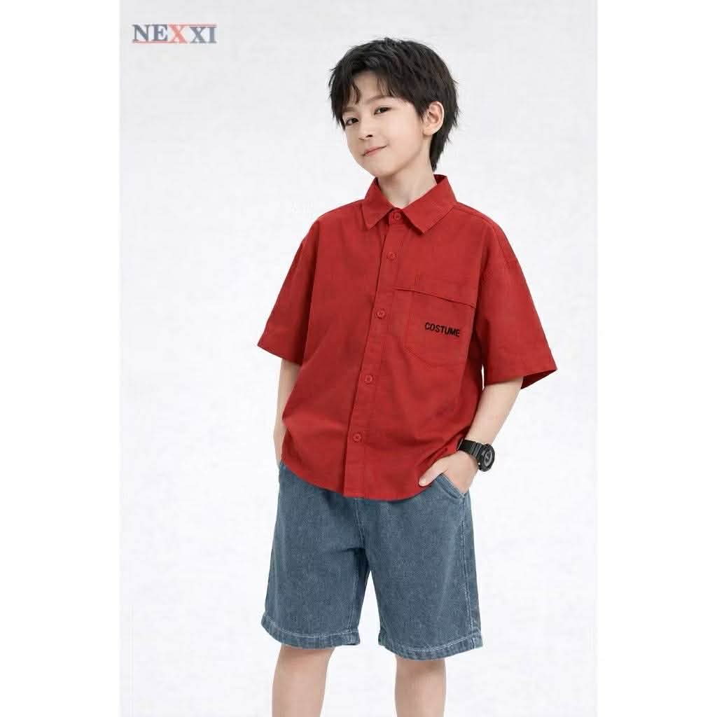 2512.4Sơ mi ngắn tay bé trai in costume