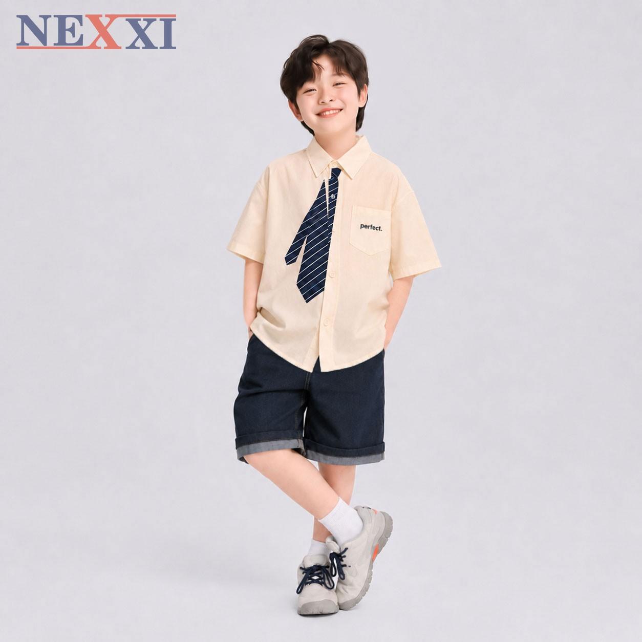 2608.4Sét sơ mi in cà vạt kèm quần jean