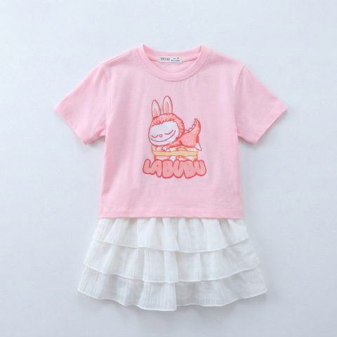 Set Đồ Bé Gái NEXXI In Hình Xinh Xắn Hottrend Áo Thun Cotton Kèm Chân Váy Lụa Cho Bé 12 – 45kg