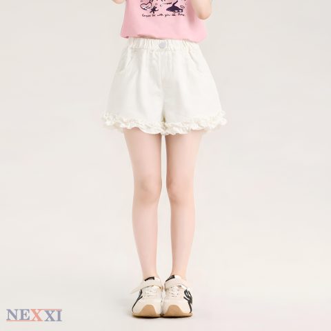 Quần Sọt Kaki Bé Gái NEXXI – Lưng Thun Co Dãn, Viền Bèo Lai Siêu Xinh, Dễ Mix Đồ