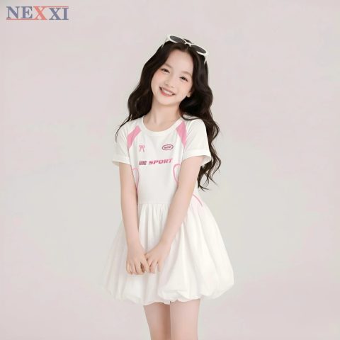 Đầm Váy Thun Mùa Hè Bé Gái NEXXI Dáng Bí Thể Thao Chất Cotton Mát Cho Bé 12 – 55kg