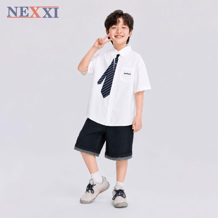 sơ mi bé trai in cà vạt perfect NEXXI