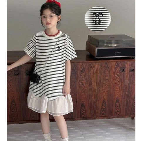 Đầm Váy Suông Bé Gái NEXXI Tùng Xòe Chất Thun Borip Mềm Mát Mùa Hè Cho Bé Đi Học Đi Chơi 12-45kg