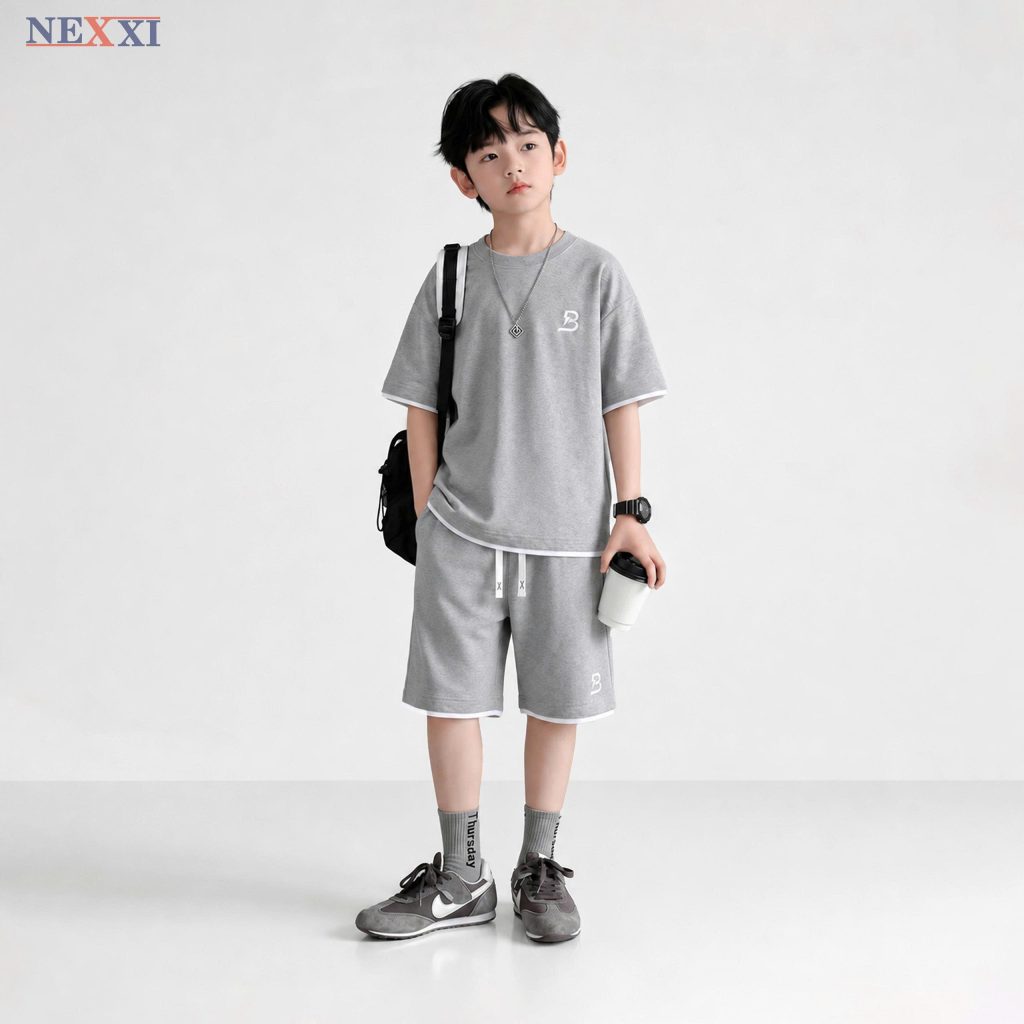 2605.8Bộ thun form rộng viền màu chữ B