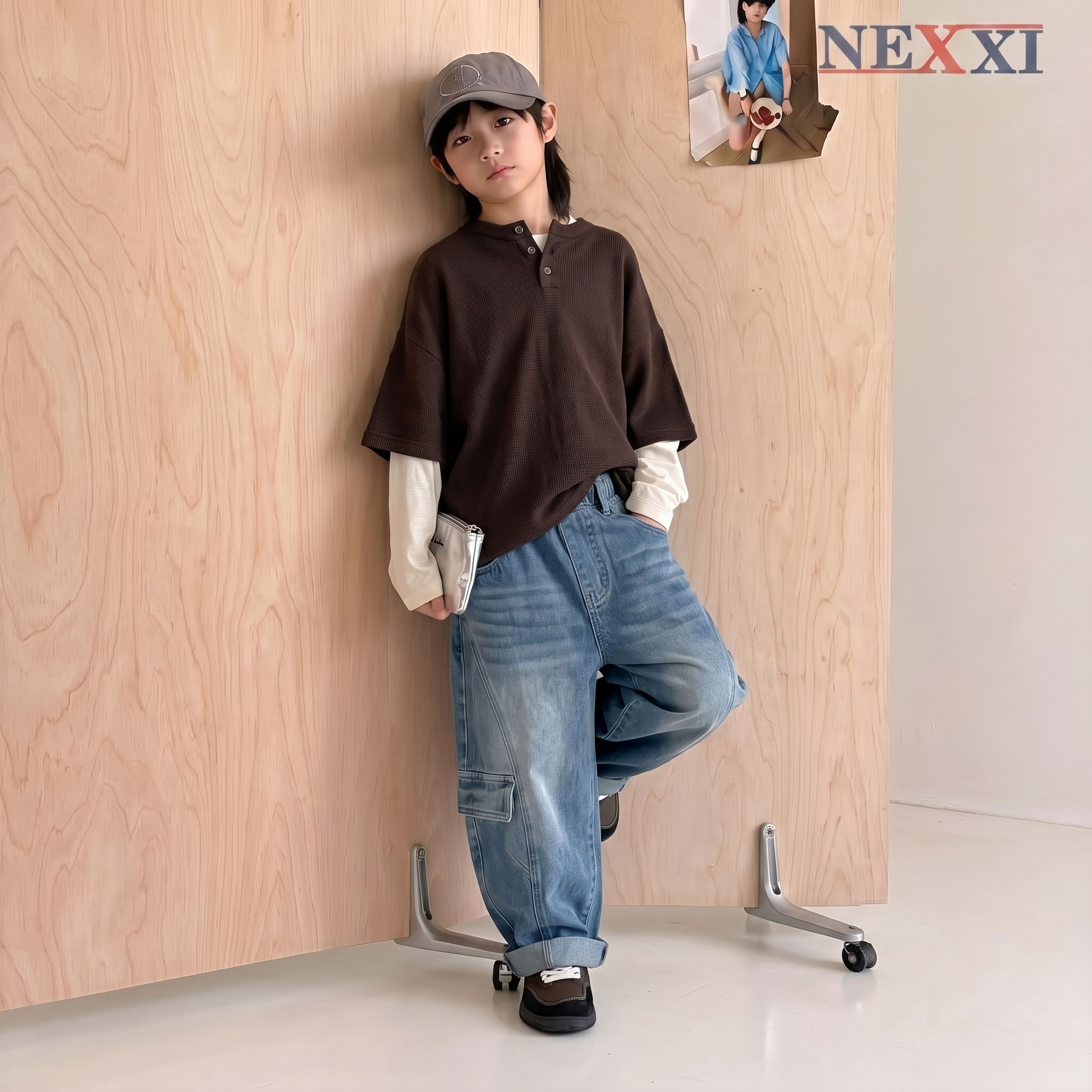 2608.2Quần jean dài ống cong nắp túi