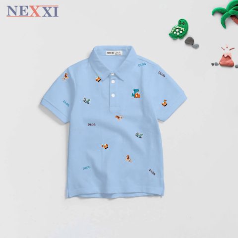 Áo Polo Bé Trai NEXXI Vải Cá Sấu Co Giãn Thấm Hút Mồ Hôi Họa Tiết Ngựa Cho Bé Từ 12-50kg