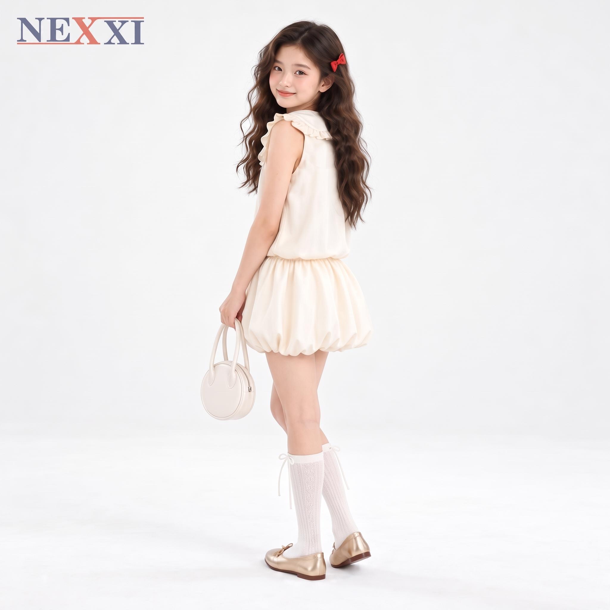 2609.8Sét váy bí kate hàn cổ sen viền bèo