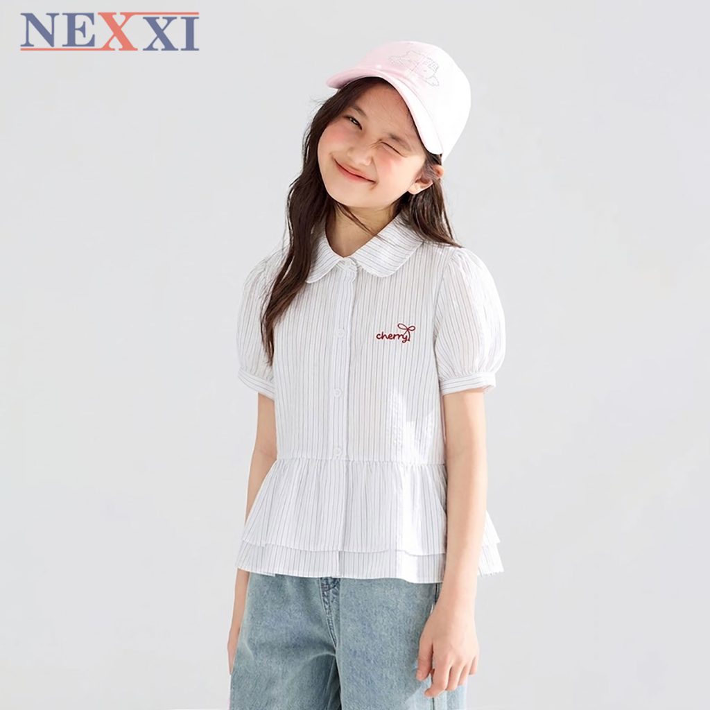 2608.2Sơ mi sọc bèo 2 tầng cherry