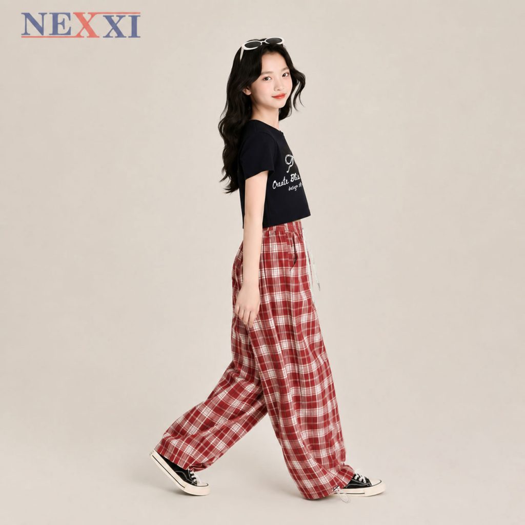 2610.8Quần dài caro ống cong dây rút