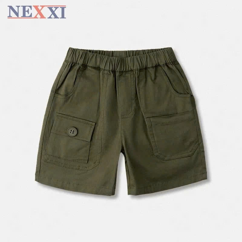 Quần Short Kaki Bé Trai NEXXI Túi Hộp Lưng Thun Co Giãn, Vải Mềm Mát Cho Bé 8-45kg