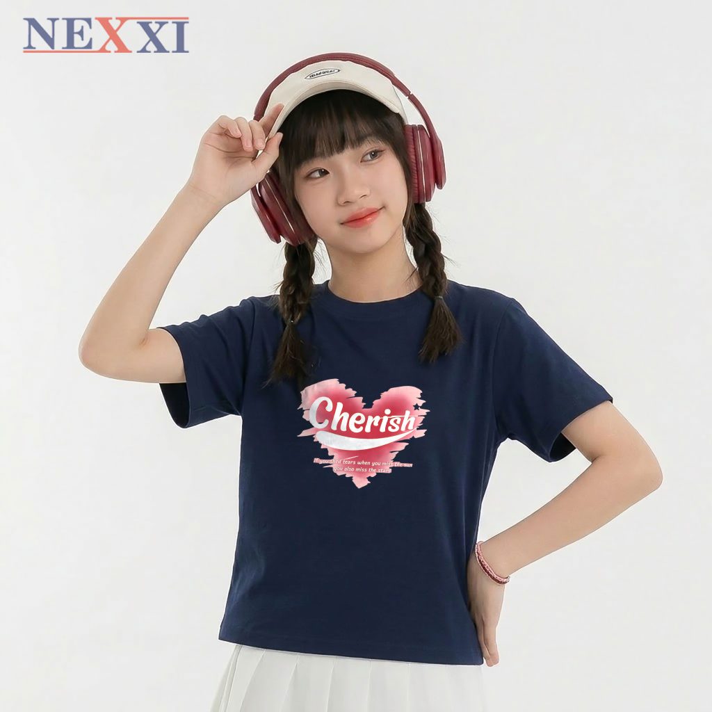 Áo thun ngắn tay in trái tim NEXXI
