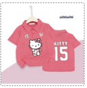 2503.8Áo thun cổ bẻ in kitty 2 mặt