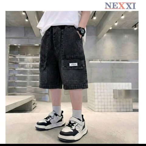 Quần Jean Lửng Bé Trai Túi Hộp Lưng Thun NEXXI Co Giãn Đi Học Đi Chơi Cho Bé Size 15-55kg