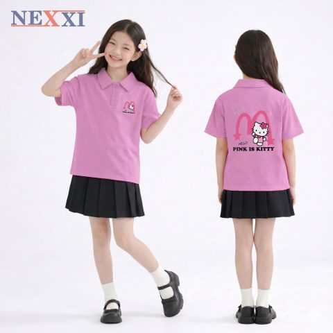 2505.8Áo thun cổ bẻ in hình kitty 2 màu 016